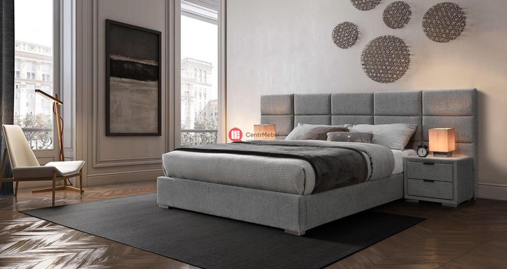 CentrMebel | Кровать двоспальная LEVANTER 160х200 (серый) 2