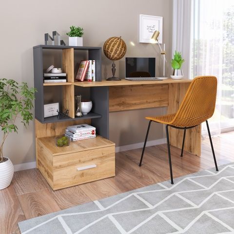 CentrMebel | Стол письменный 45945 (Stil 3) дуб вотан + графит 1