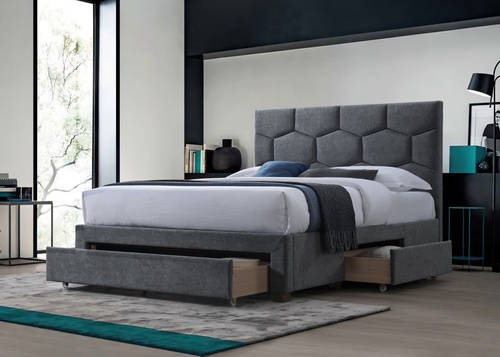 CentrMebel | Ліжко двоспальне з шухлядами HARRIET 160x200 (сірий) 1