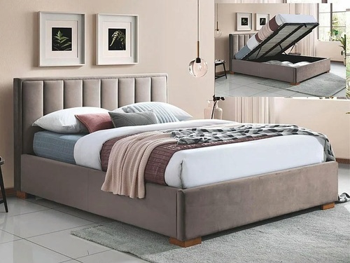 CentrMebel | Кровать двухспальная с подъемным механизмом MARANI VELVET 160х200 (бежевый) 1