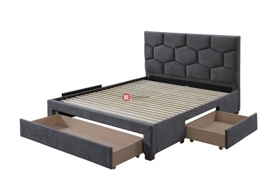 CentrMebel | Ліжко двоспальне з шухлядами HARRIET 160x200 (сірий) 4