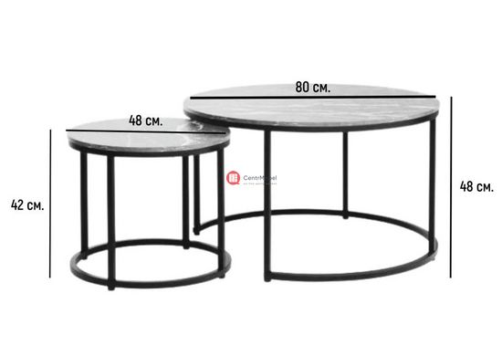 CentrMebel | Комплект журнальных столов круглых ЛДСП DION Черный мрамор 2