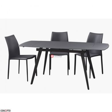 CentrMebel | Largo Matt Grey стол раскладной стеклянный 120-180 см (серый) 3