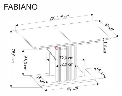 CentrMebel | Стіл обідній розкладний прямокутний ЛДСП FABIANO 130(175)х85 (дуб вотан) 9
