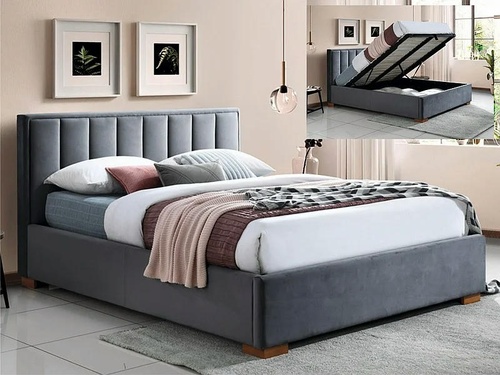 CentrMebel | Кровать двухспальная с подъемным механизмом MARANI VELVET 160х200 (серый) 1