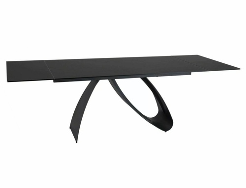 CentrMebel | Стол обеденный стеклянный раскладной DIUNA 160(240)х90 (черный) 1