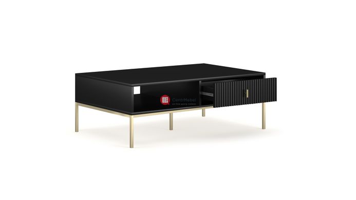 CentrMebel | Журнальный столик с ящиками в  гостинную NOVA II Gold L-104 (черный) 2