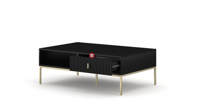CentrMebel | Журнальный столик с ящиками в  гостинную NOVA II Gold L-104 (черный) 7