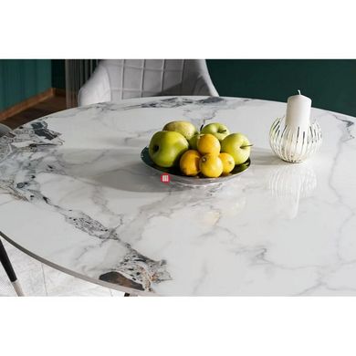 CentrMebel | Стол обеденный нераскладной керамический круглый MURANO Ø 120 белый мрамор 5