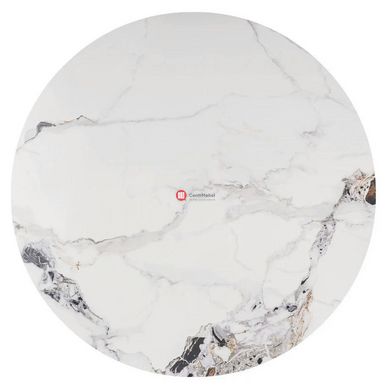 CentrMebel | Стіл обідній нерозкладний керамічний круглий MURANO Ø 120 білий мармур 2