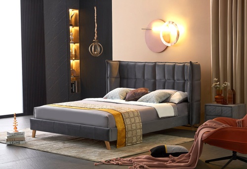 CentrMebel | Ліжко двоспальне SCANDINO 160x200 (сірий) 1