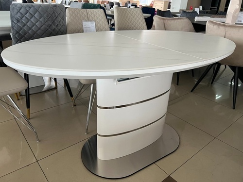 CentrMebel | Стол обеденный раскладной овальный керамический SANREMO CERAMIC 160(200)x90 (белый мрамор) 1