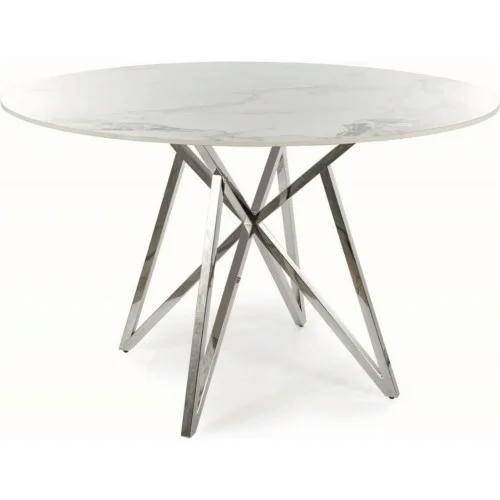 CentrMebel | Стол обеденный нераскладной керамический круглый MURANO Ø 120 белый мрамор 1