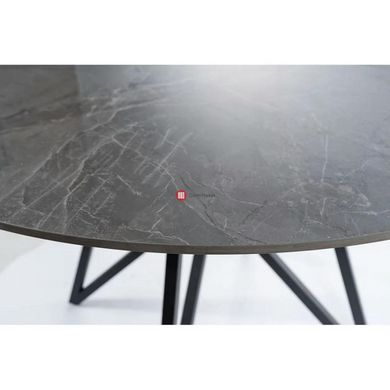 CentrMebel | Стіл обідній нерозкладний керамічний круглий MURANO Ø 120 сірий мармур 3