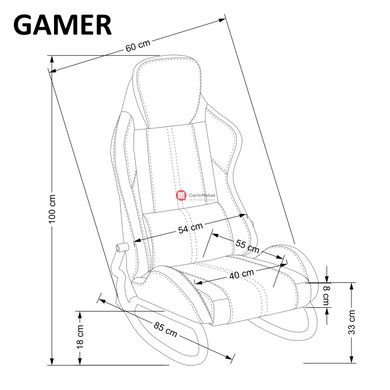CentrMebel | Кресло-качалка GAMER (черный, красный) 7