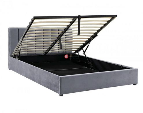 CentrMebel | Ліжко двоспальне з підйомним механізмом MONTREAL VELVET 160х200 (сірий) 4