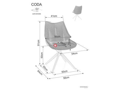 CentrMebel | Стілець обідній обертовий в тканині CODA BREGO (сірий) 5