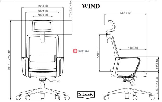 CentrMebel | Крісло офісне для персоналу WIND (сірий) 5