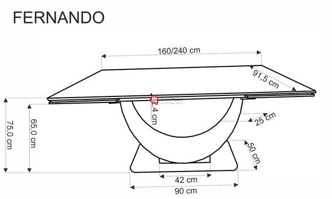 CentrMebel | Стол обеденный раскладной прямоугольный из кварцевого агломерата FERNANDO 160(240)х92 (белый мрамор) 19