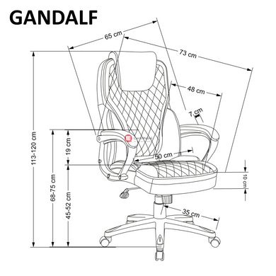 CentrMebel | Кресло офисное руководителя GANDALF (серый, черный) 7