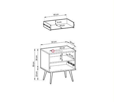 CentrMebel | Тумба приліжкова ORO MDF Бежевий/Золотий каркас 5