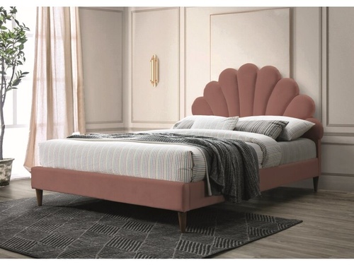 CentrMebel | Кровать SANTANA VELVET 160x200 античный розовый/дуб , 1