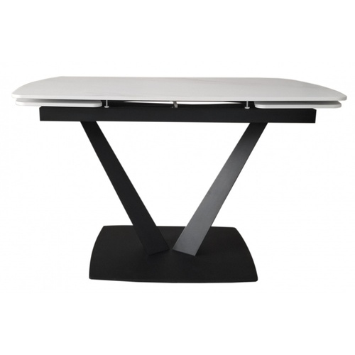 CentrMebel | Стол обеденный прямоугольный раскладной керамический Elvi GOLDEN CALACATTA 120(180)х80 (белый мрамор) 1