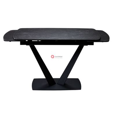 CentrMebel | Стол обеденный прямоугольный раскладной керамический Elvi Black Marble 120(180)х80 (черный мрамор) 3