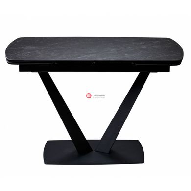 CentrMebel | Стол обеденный прямоугольный раскладной керамический Elvi Black Marble 120(180)х80 (черный мрамор) 4
