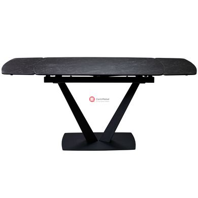 CentrMebel | Стол обеденный прямоугольный раскладной керамический Elvi Black Marble 120(180)х80 (черный мрамор) 2