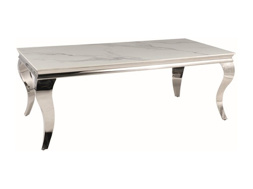 CentrMebel | Журнальний столик з керамічною стільницею та хромованими ніжками 120X60 PRINCE A CERAMIC (Білий CALACATTA/Хром) 1