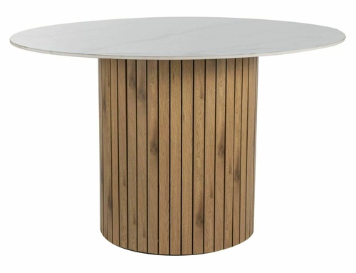 CentrMebel | Стол обеденный круглый нераскладной керамический Socrates Ø 120 (белый мрамор) 1