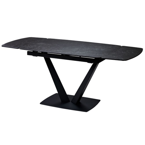 CentrMebel | Стол обеденный прямоугольный раскладной керамический Elvi Black Marble 120(180)х80 (черный мрамор) 1