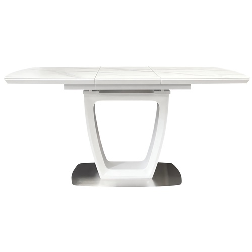 CentrMebel | Стіл обідній прямокутний розкладний керамічний Ravenna Matt Staturario 120(160)х80 (білий мармур) 1