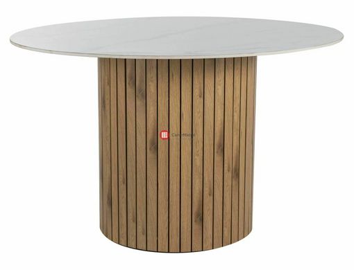 CentrMebel | Стіл обідній круглий нерозкладний керамічний Socrates Ø 120 (білий мармур) 1