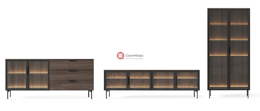 CentrMebel | Комод четырехдверный с подсветкой LUMI (дуб дунин) 5