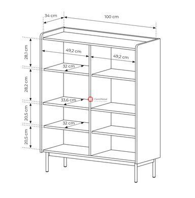 CentrMebel | Комод високий на ніжках з 4 дверима LEVEL (бежевий/дуб сканді) 8