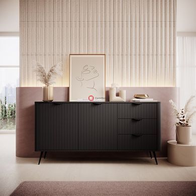 CentrMebel | Комод з 2 дверима та 3 шухлядами LANTE 163 2D3S (чорний/чорний) 3