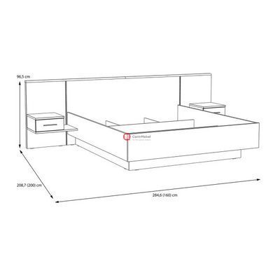 CentrMebel | Комплект Кровать 160*200 2 тумбы BELLEVUE BLQL161B (N09 Дуб болотный/Дуб черный) 15