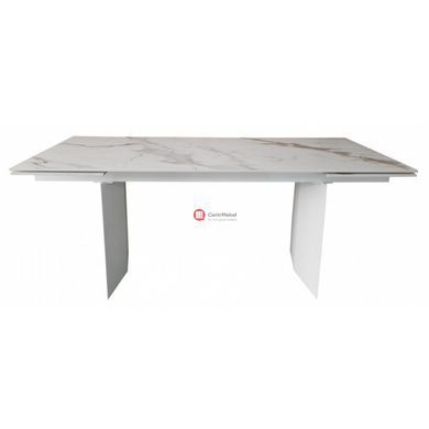 CentrMebel | Стіл обідній прямокутний розкладний керамічний Real GOLDEN CARRARA 180(260)х90 (білий мармур) 2