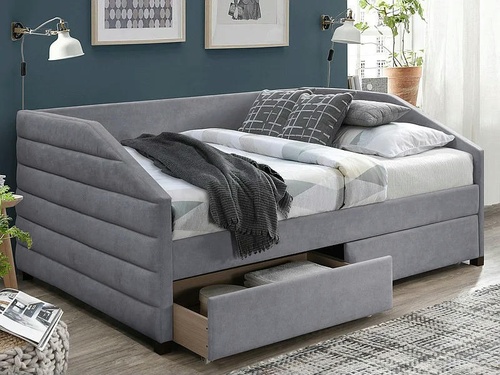 CentrMebel | Кровать полуторная с ящикамиNADIA VELVET 120x200 (серый) 1