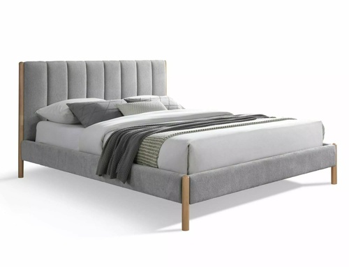CentrMebel | Ліжко двоспальне в тканині 160x200 Belmont Raven (світло-сірий) 1