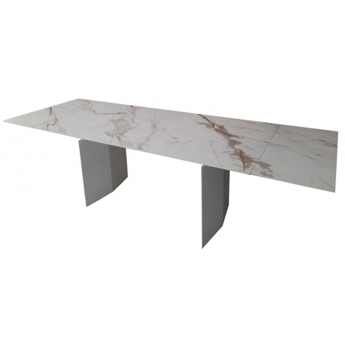 CentrMebel | Стол обеденный прямоугольный раскладной керамический Real GOLDEN CARRARA 180(260)х90 (белый мрамор) 1