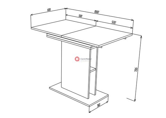 CentrMebel | Стіл обідній прямокутний розкладний з ЛДСП STOUN 100(135)x60 (білий) 3
