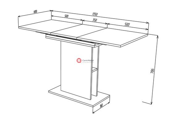 CentrMebel | Стіл обідній прямокутний розкладний з ЛДСП STOUN 100(135)x60 (білий) 2