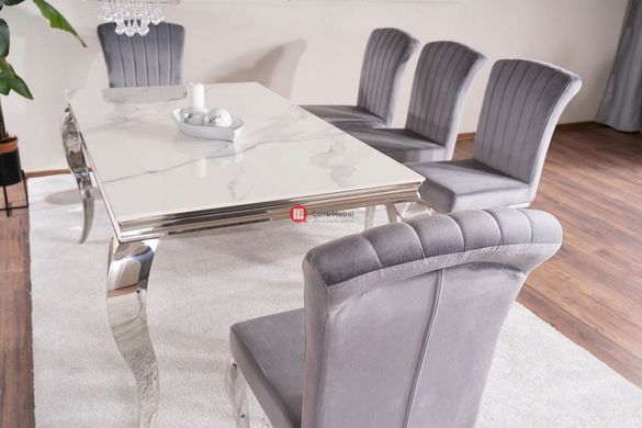 CentrMebel | Стол обеденный нераскладной керамический PRINCE CERAMIC 150х90 белый мрамор 5