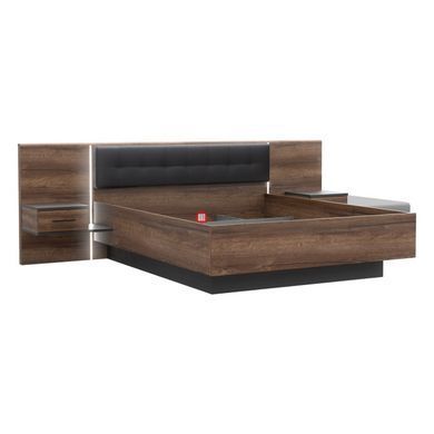 CentrMebel | Комплект Кровать 180*200 2 тумбы BELLEVUE BLQL181B (N09 Дуб болотный/Дуб черный) 2