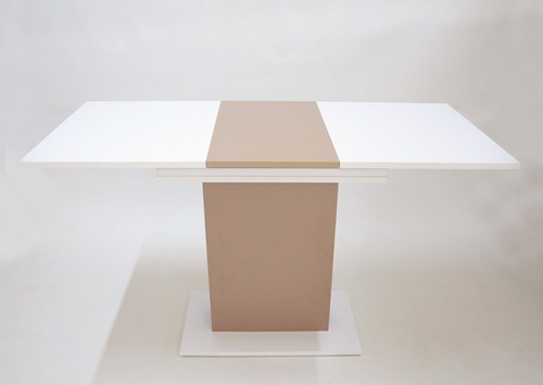 CentrMebel | Стол обеденный прямоугольный раскладной из ЛДСП STOUN 100(135)x60 (белый / лате) 1