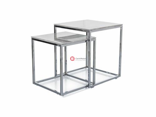 CentrMebel | Комплект журнальных столов стеклянных Gloria II (белый мрамор) 1