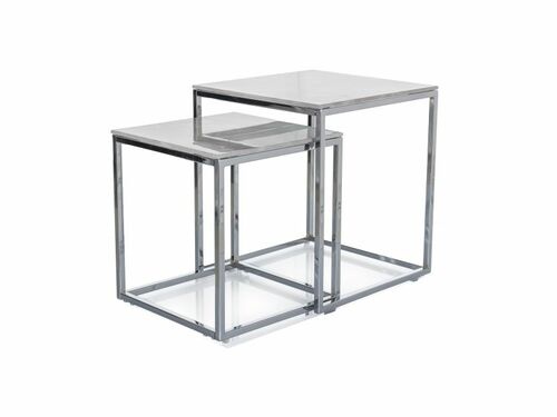 CentrMebel | Комплект журнальных столов стеклянных Gloria II (белый мрамор) 1